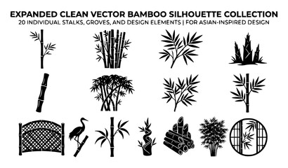 Bamboo stalk silhouette vector oriental botanical illustration © MstLiza