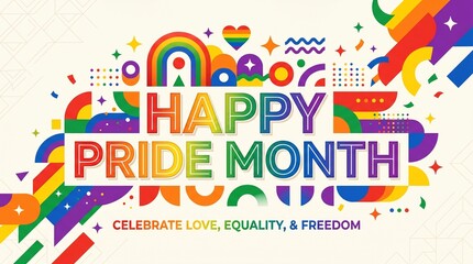 Obraz premium Vibrant typographic vector design celebrating diversity, love, and inclusion with rainbow colors