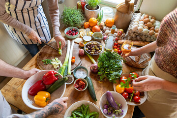 Fototapeta premium Vibrant kitchen scene with vegetables