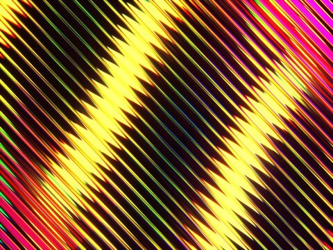 Abstract 3d render of vibrant diagonal lines with glitch effect