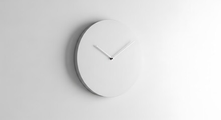 Fototapeta premium Modern minimalist clock on a clean white wall with simple sleek design