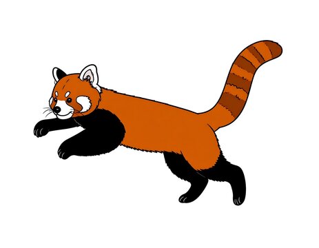 A playful red panda leaping through an imaginary space