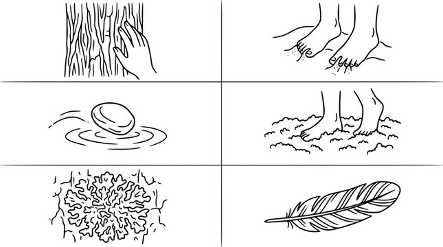 This image explores human sensations through various elements of nature, stimulating touch, sight, and interaction, fostering a deeper appreciation of our sensory experiences.