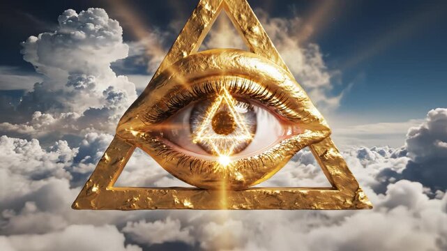 Golden eye in sky with clouds ideal for sleek commercial backgrounds and title sequences