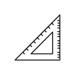 Fototapeta premium Line Art Triangular Set Square Ruler Icon for Drafting and Design. 