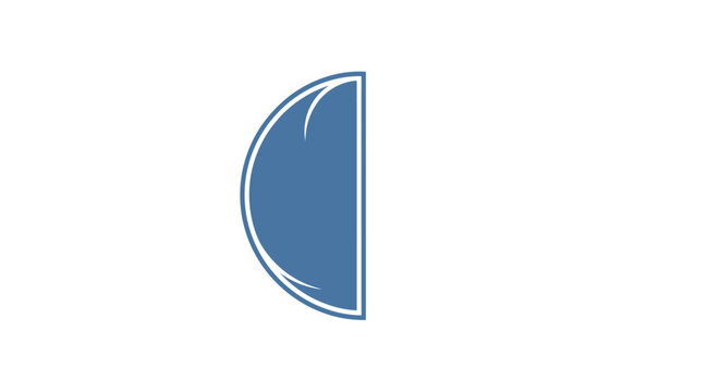 Blue Half Circle Icon Shape.