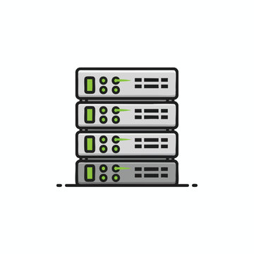 A flat vector illustration of a server rack stack.