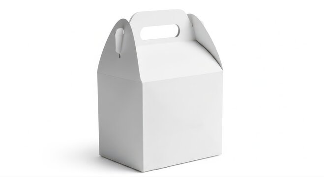 White cube gift box with ribbon on top isolated