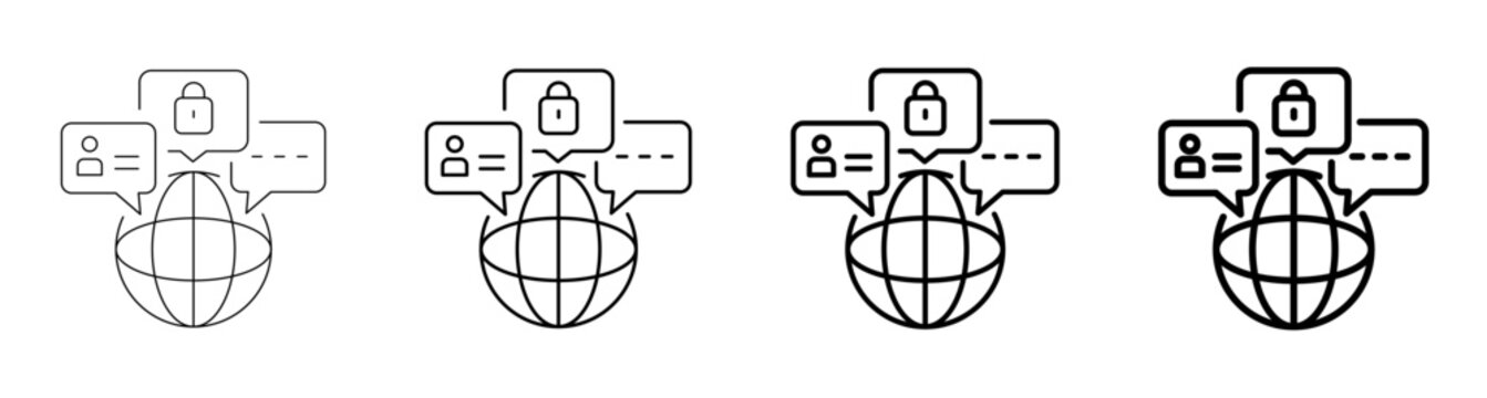 Digital Citizenship and Global User Account Vector Line Icon Illustration