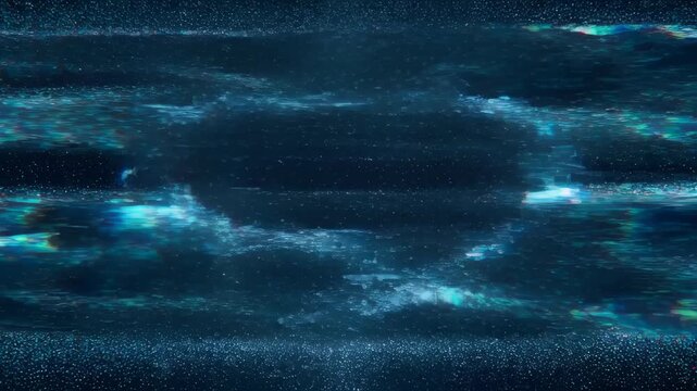Abstract blue digital glitch line with virus hack music technology noise, dark cyber background, abstract data wave, and blue light line pattern for SEO title