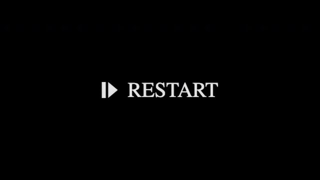 Glitch Style Restart Button Animation with Digital Noise on Black Background 4k video