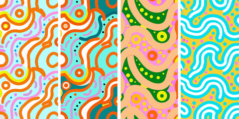 Naklejka premium abstract wavy panels four vertical strips of colorful vector illustration