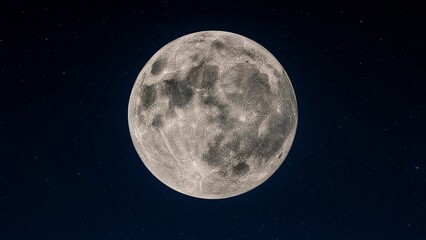 Obraz premium Super moon in crisp detail against a deep blue night sky with visible lunar craters.