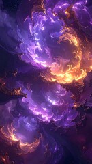 Fototapeta premium Vibrant purple and orange cosmic nebula.