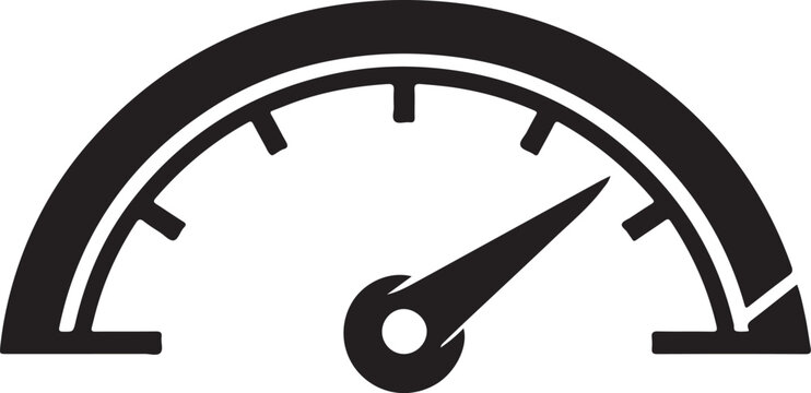 Half Speedometer Gauge Icon Black and White Vector Illustration