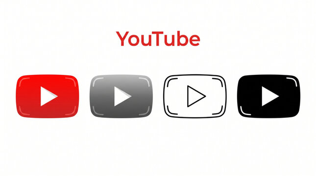YouTube logo icons set collection vector social media button symbols for web mobile UI design apps red grey outline black play button versions official video streaming platform branding graphic