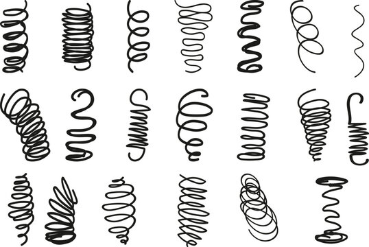 Spiral binding coil vectors. Notebook wire spring collection. Notebook spine elements set