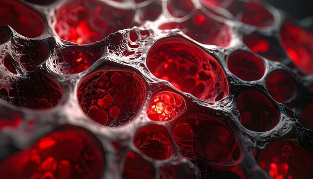Red cell biology microscope view.