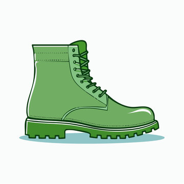Green Combat Boot Illustration