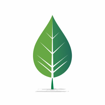 Green leaf icon with veins and shadow
