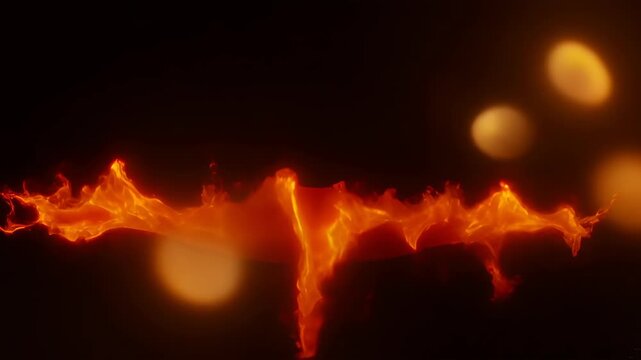 Orange fire texture with smoke and light on dark background, abstract flame shape glowing with vivid orange edge, fire light texture smoke orange abstract flame glow heat ember dark background