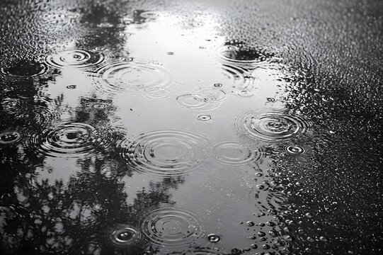 Rainy road and the afterimage of raindrops
