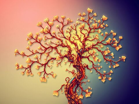 Abstract geometric tree fractal patterns branching out in organic shapes,  science,  graphic