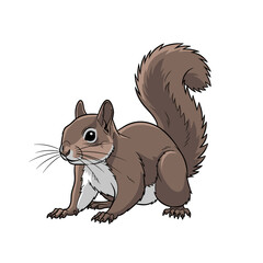 Fototapeta premium Realistic Gray Squirrel Sitting on White Background