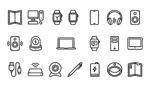 Consumer Electronics Outline Icons Collection Editable Stroke Vector Design
