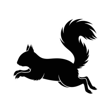 Black Squirrel Silhouette in Full Running Stride