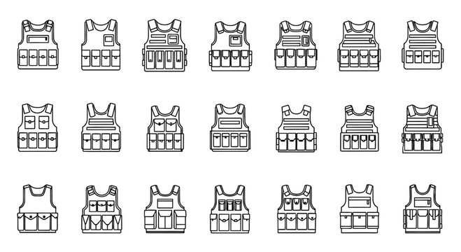 Collection of various tactical vest icons.