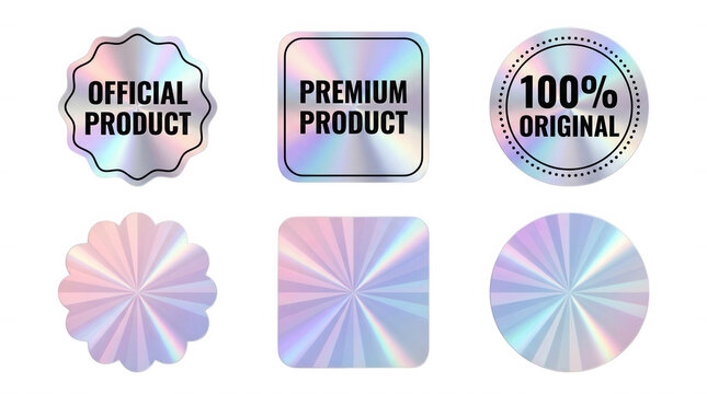 Collection of holographic stickers and seals for product authenticity and quality assurance