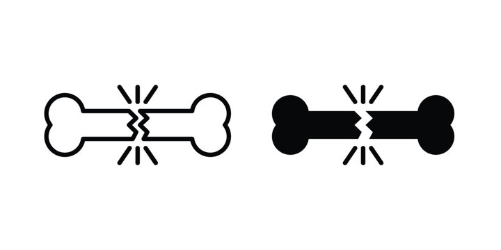 Bone break icon - web black vector design.