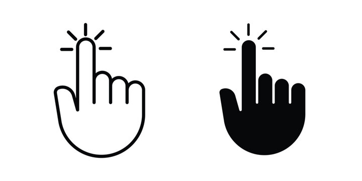 Clicking finger icon - web black vector design.