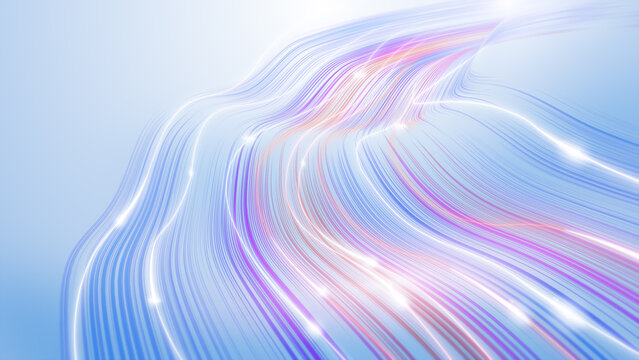 Dynamic Flow of Colorful Trails with glowing light, Futuristic background concept, 3D rendering