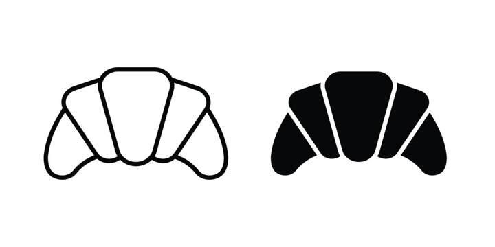 Croissant icon - web black vector design.