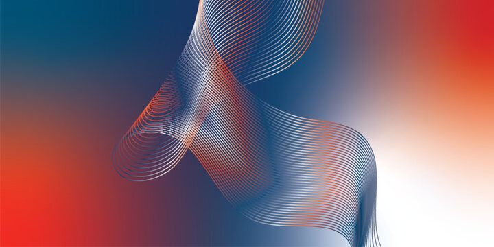 Modern vector wallpaper featuring red, white navy blue, and azure flowing light waves with luminous accents and sleek abstract motion.