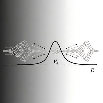 Quantum wave function interaction with a potential barrier