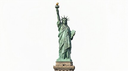 Fototapeta premium Statue of Liberty Holding Torch Symbol of Freedom Isolated on White