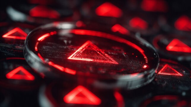 A vibrant close-up of glowing red triangles, creating a futuristic and captivating visual effect.