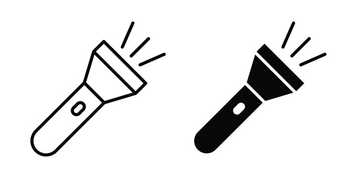Flashlight icon - web black vector design.