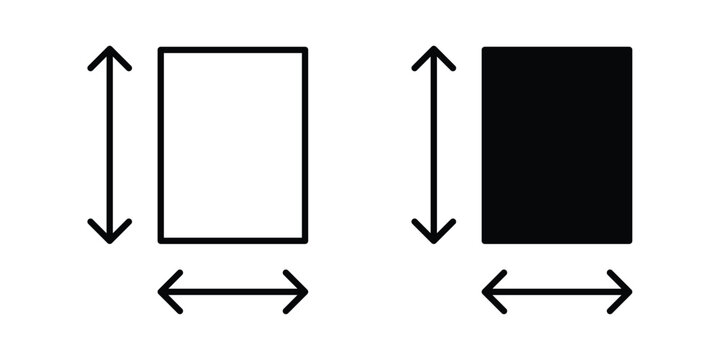 Height and width icon - web black vector design.