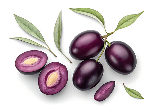 Fresh Jamun Fruits Flat Lay Minimal Style