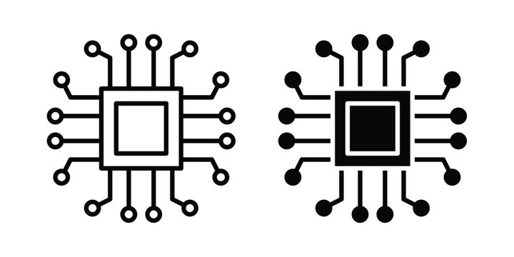 Microchip icon - web black vector design.