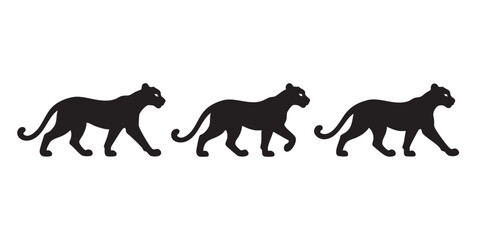 Black Silhouette Set of Three Running Cheetah or Leopard Animals © Wimas