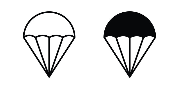 Parachute icon - web black vector design.