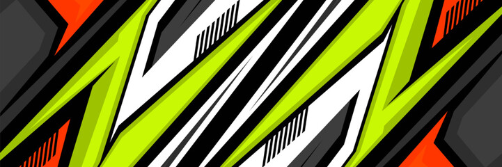 Realistic service Van mockup and wrap decal for livery and branding identity design. Abstract graphic of green and black stripes Wrap, sticker and decal design for company van or racing car © firman