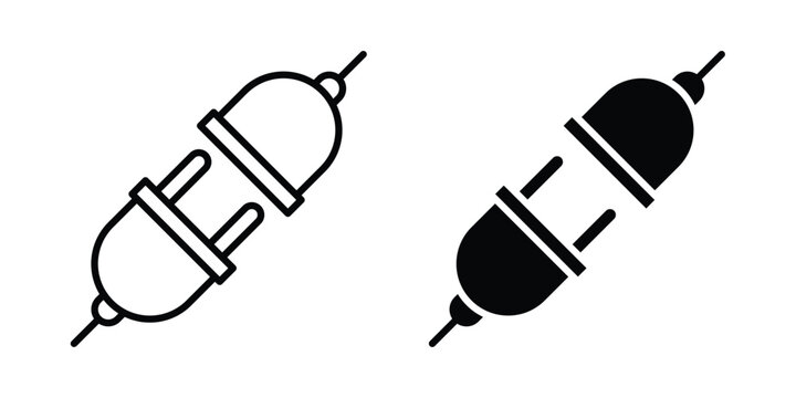 Plug connection icon - web black vector design.
