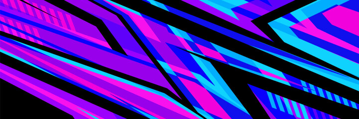 Delivery van vector design. Car design development for company. Bright colored abstract stripe racing background kit designs for wrap vehicle, race car, rally, adventure and livery. © firman