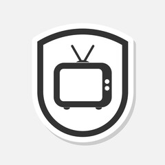 Naklejka premium TV on Shield logo sticker isolated on gray background
